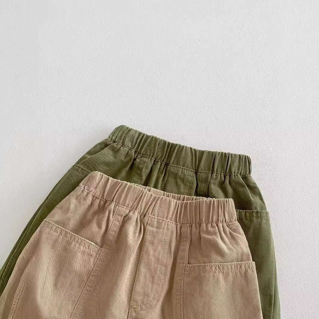 Summer Arrival Boys Versatile Casual Solid Color Utility Shorts-4