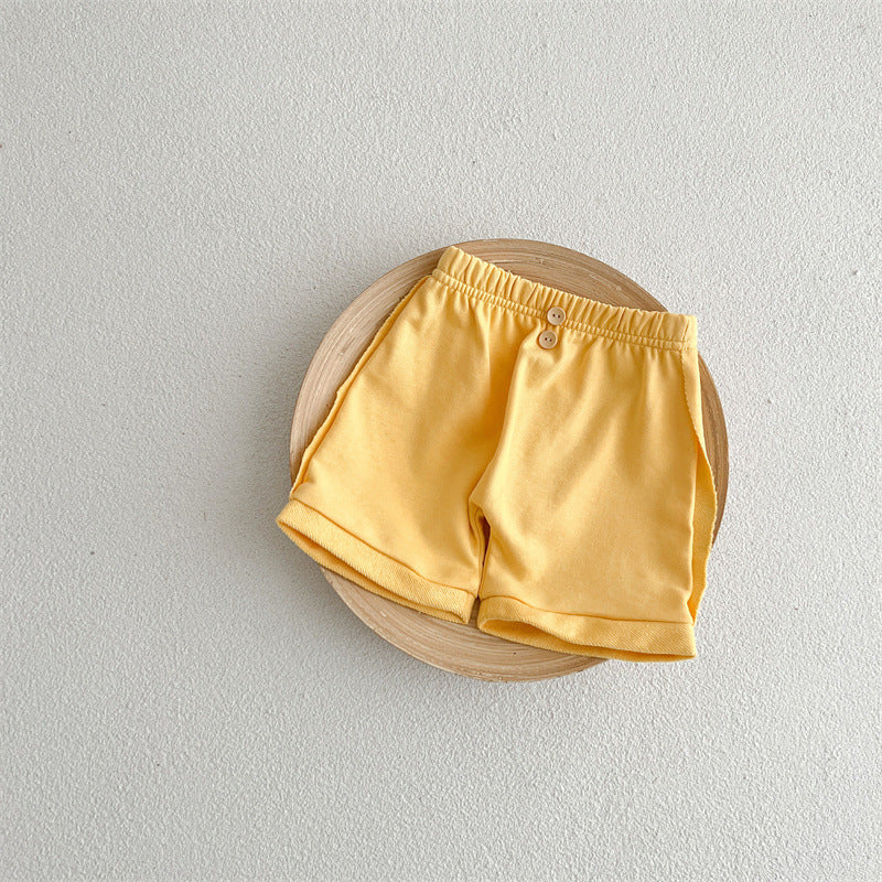 Baby Unisex Solid Color Comfy Summer Shorts In Summer-3