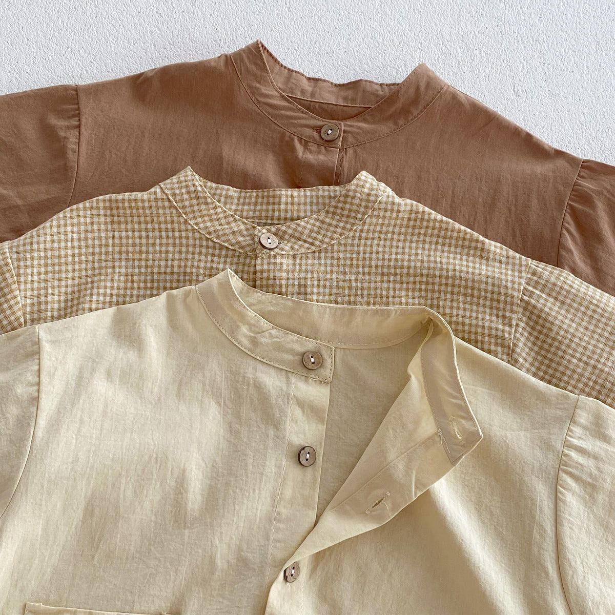 Baby Kids Boys Plaid/Solid Short Sleeves Top Shirt And Shorts Casual Clothing Set-4