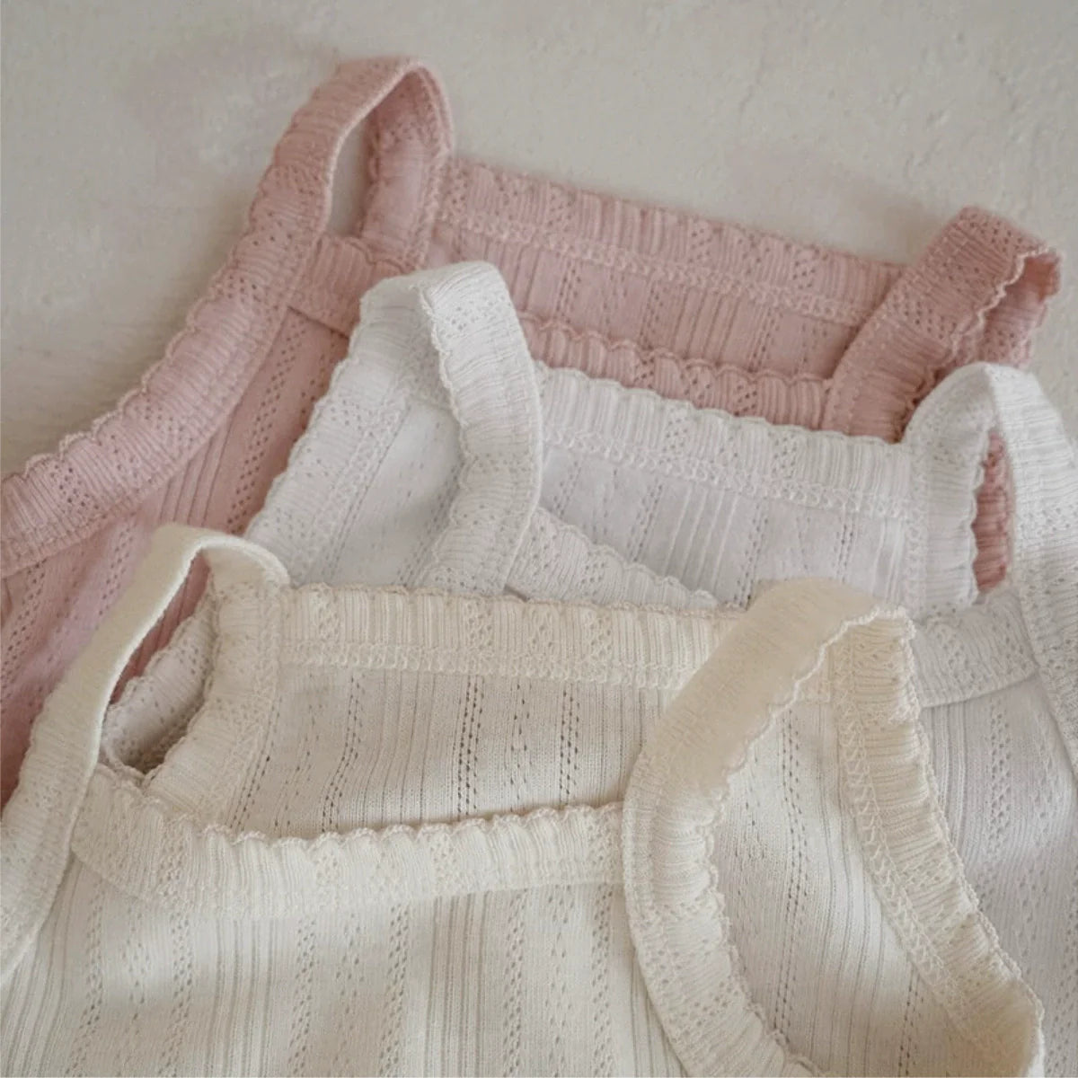 Summer Arrival Baby Unisex Simple Sleeveless Solid Color Striped Onesies-4