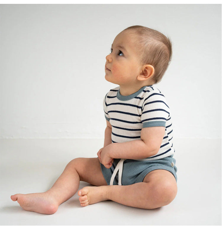 Summer Arrival Baby Unisex Sleeveless Striped Design Onesies Bodysuits-2