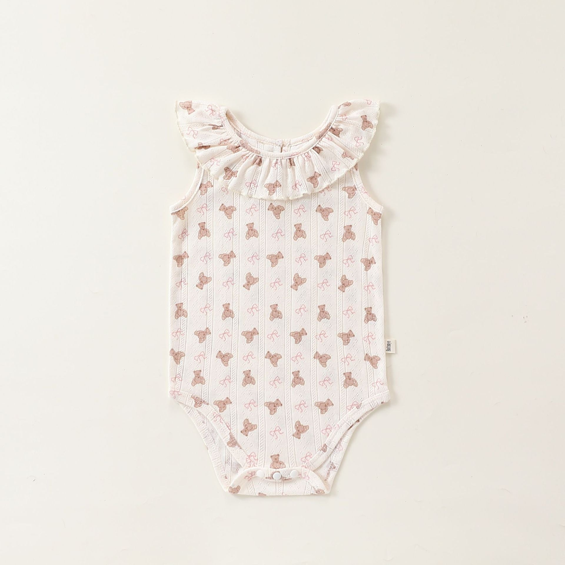 Summer Arrival Baby Girls Sleeveless Animals and Flowers Pattern Onesies, Bloomers-1