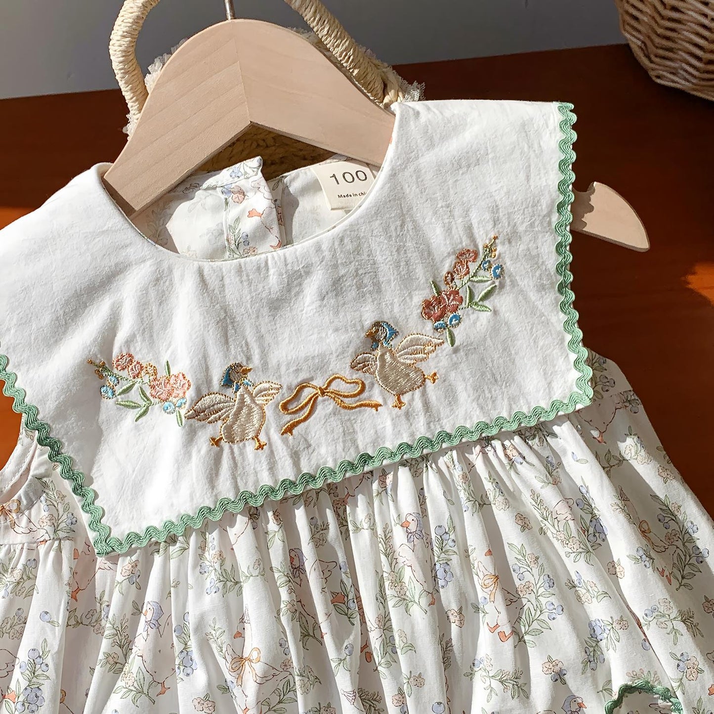 Summer Baby Kids Girls French Sleeveless Floral Pattern Printed Dress-2