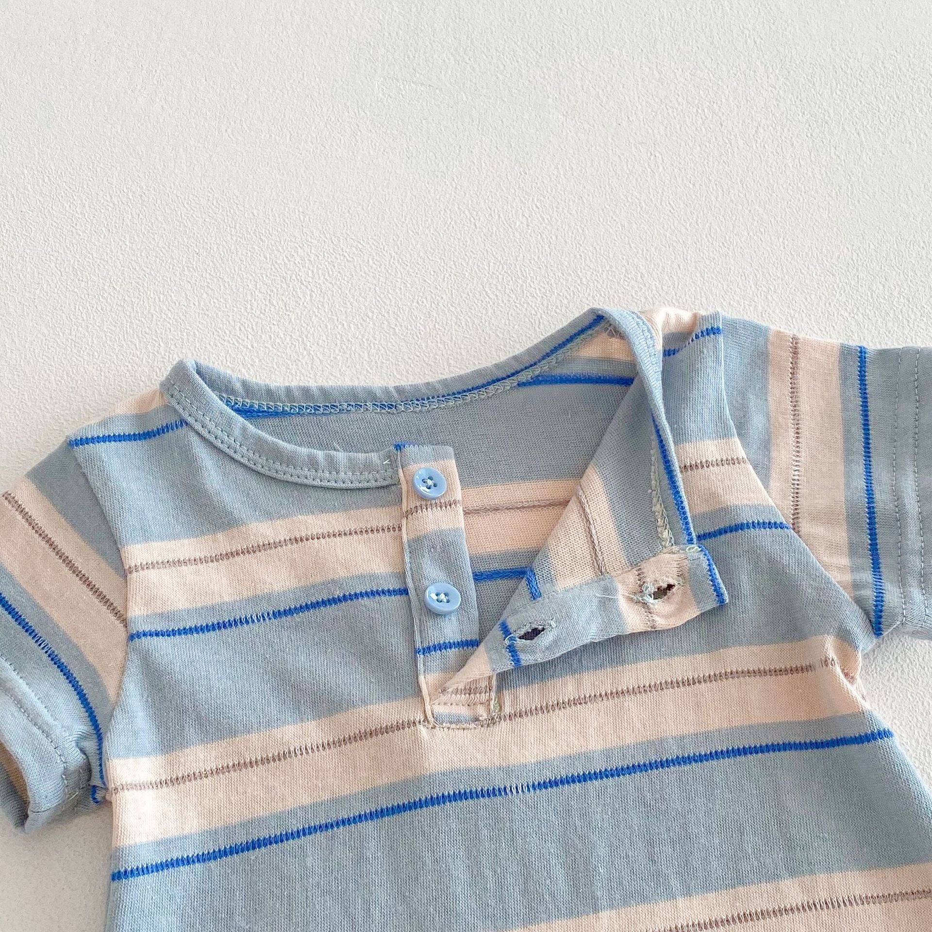 Summer Arrival Baby Boys Striped Short Sleeves Onesies-2