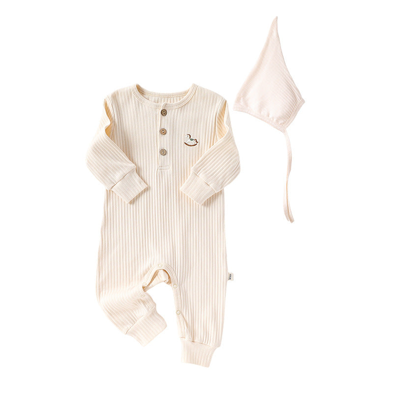 Spring New Arrival Baby Unisex Long Sleeves Cartoon Horse Embroidered Pattern Rompers-1