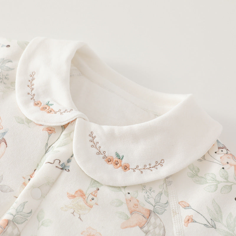 Autumn and Winter New Arrival Baby Girls Animals Cartoon Pattern Long Sleeves Thick Rompers-2