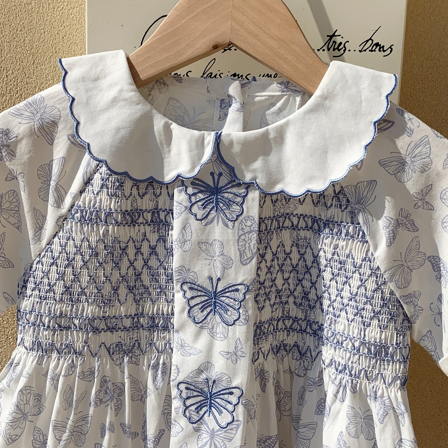 Summer Baby Kids Girls Short Sleeves Butterfly Pattern Embroidered Dress-3