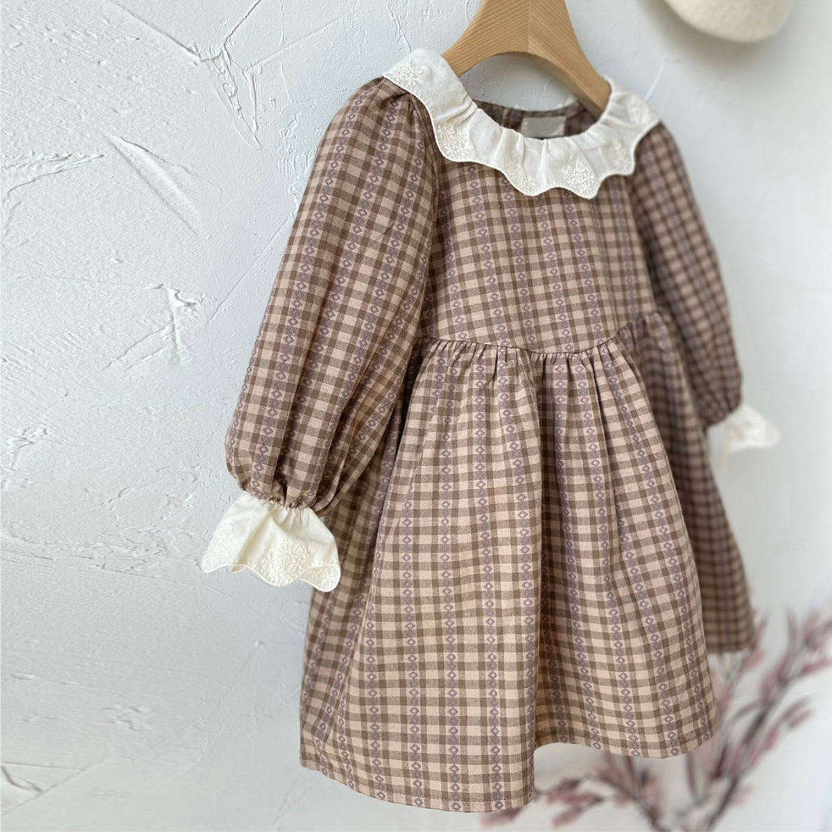 New Autumn Infant Baby Girl Grid Design Dress & Onesie-1