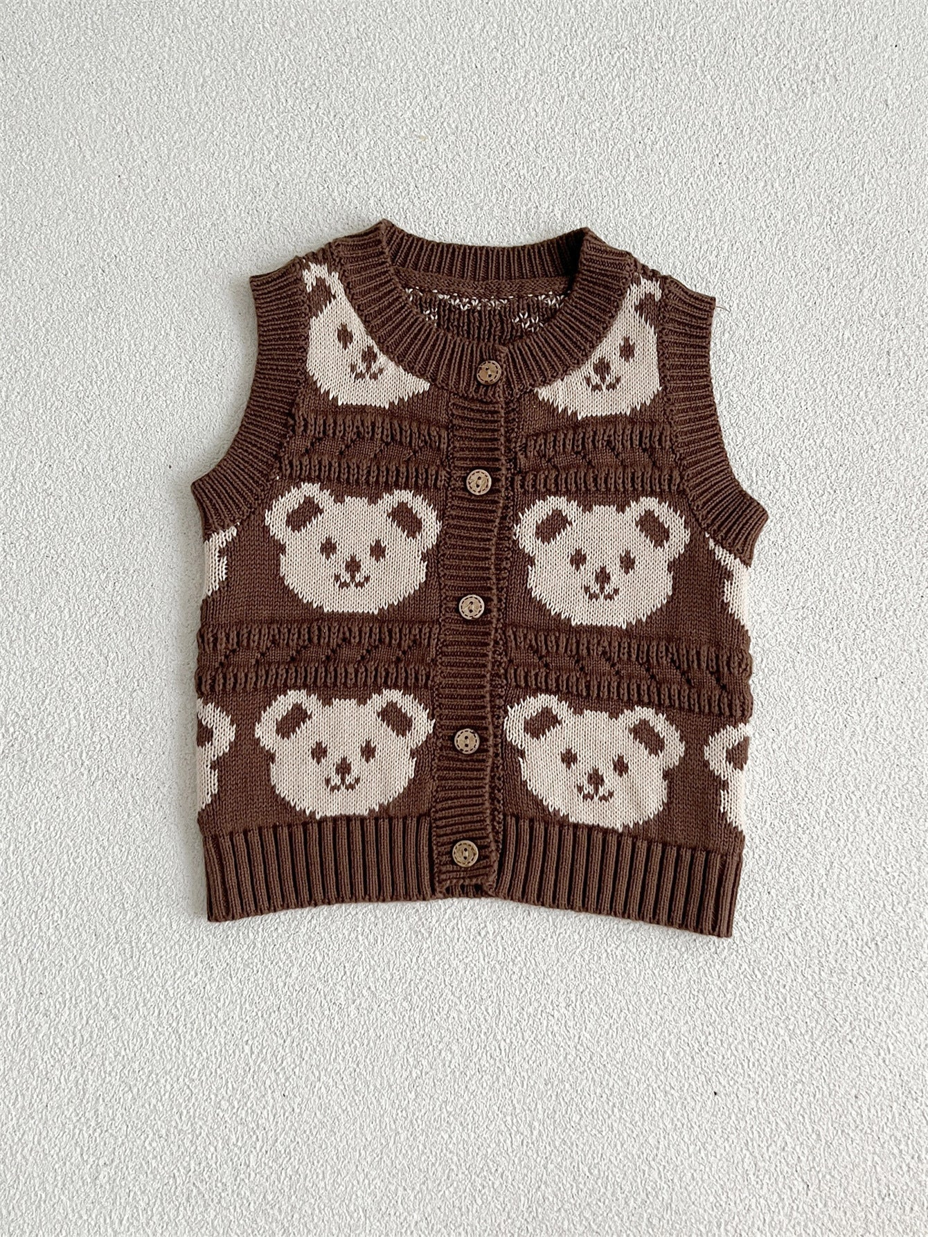 Adorable Infant Baby Kids Knitted Sleeveless Single Breasted Sweater-3
