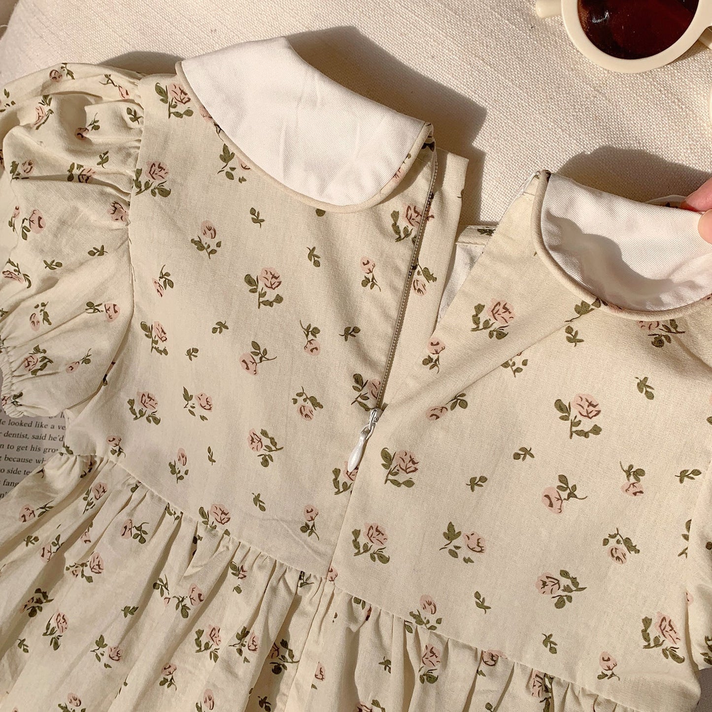 Summer Arrival Baby Kids Girls French Cute Short Sleeves Flowers Pattern Printed Dress-1