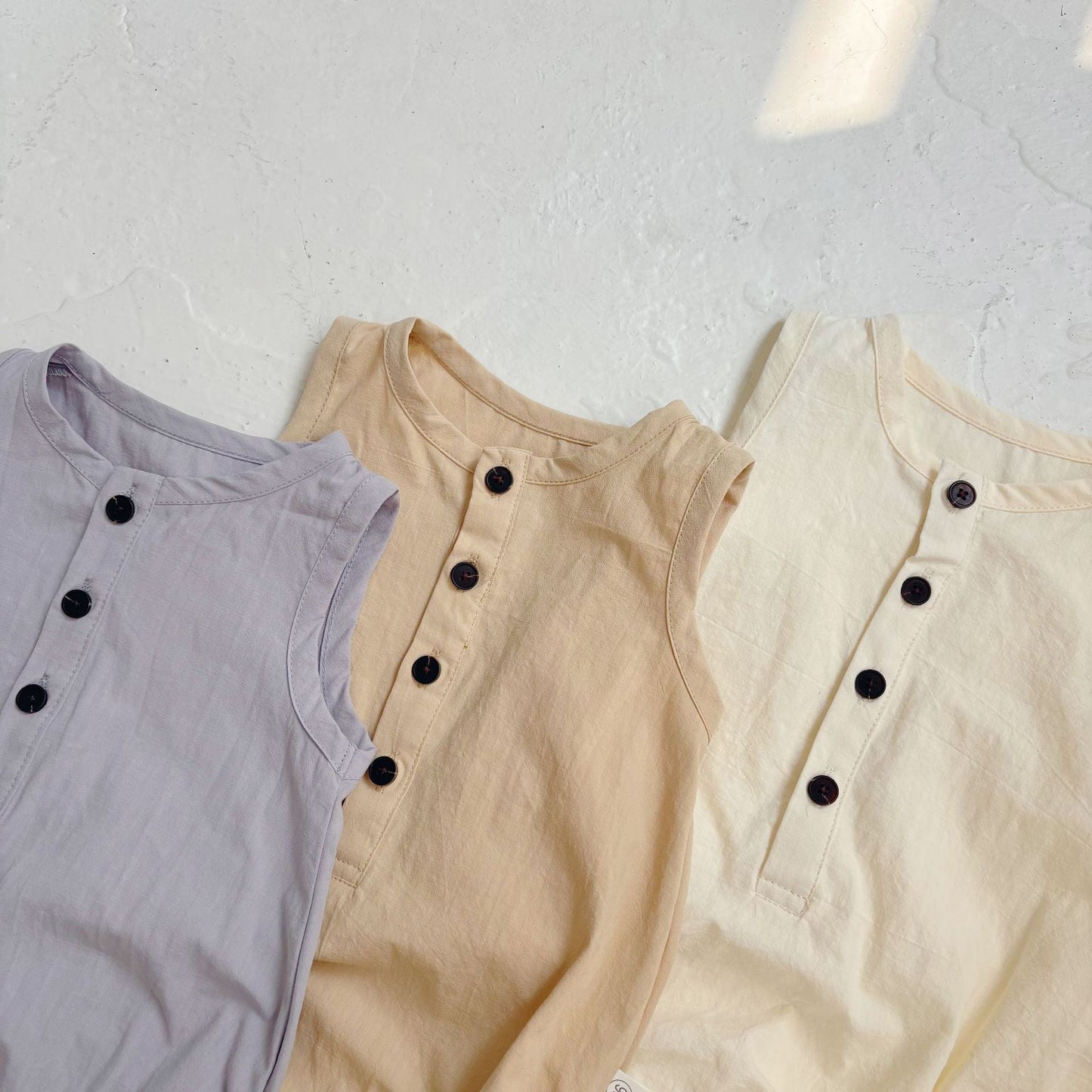 Summer Arrival Baby Unisex Simple Plain Sleeveless Open-front Thin Onesies-1