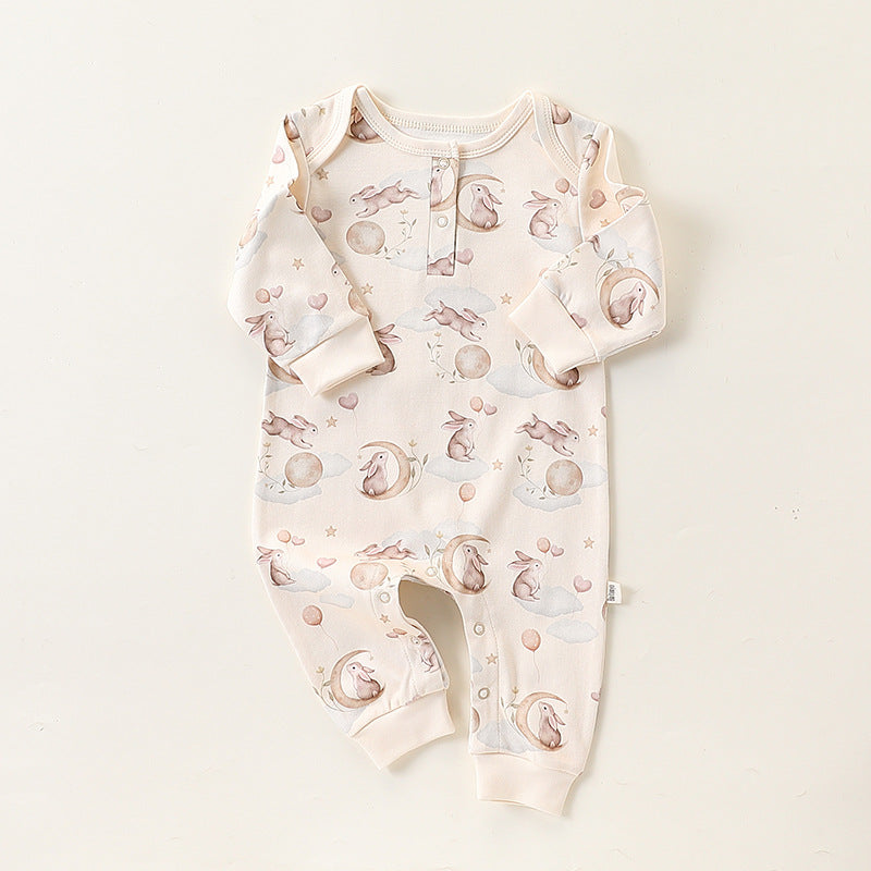 Autumn and Spring New Arrival Baby Unisex Simple Animals Pattern Long Sleeves Rompers-1