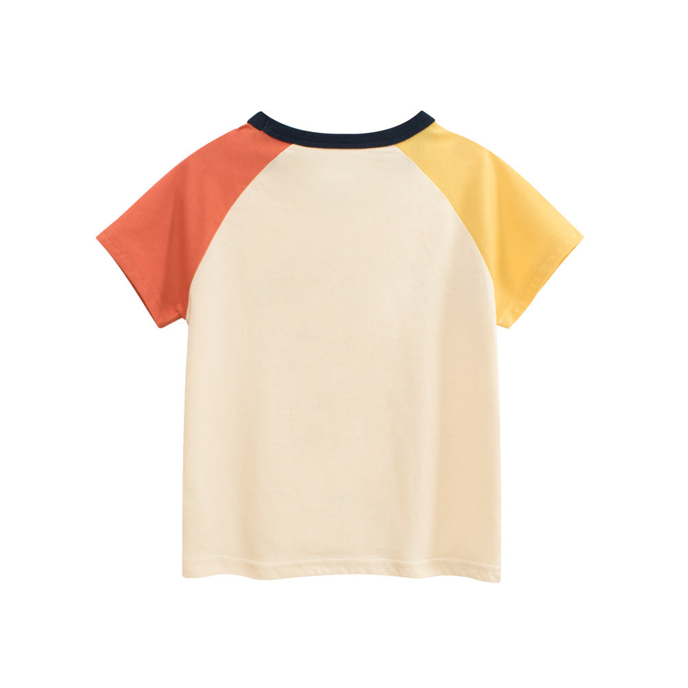 Summer Boys’ Cartoon and Letters Print T-shirt in European and American-1