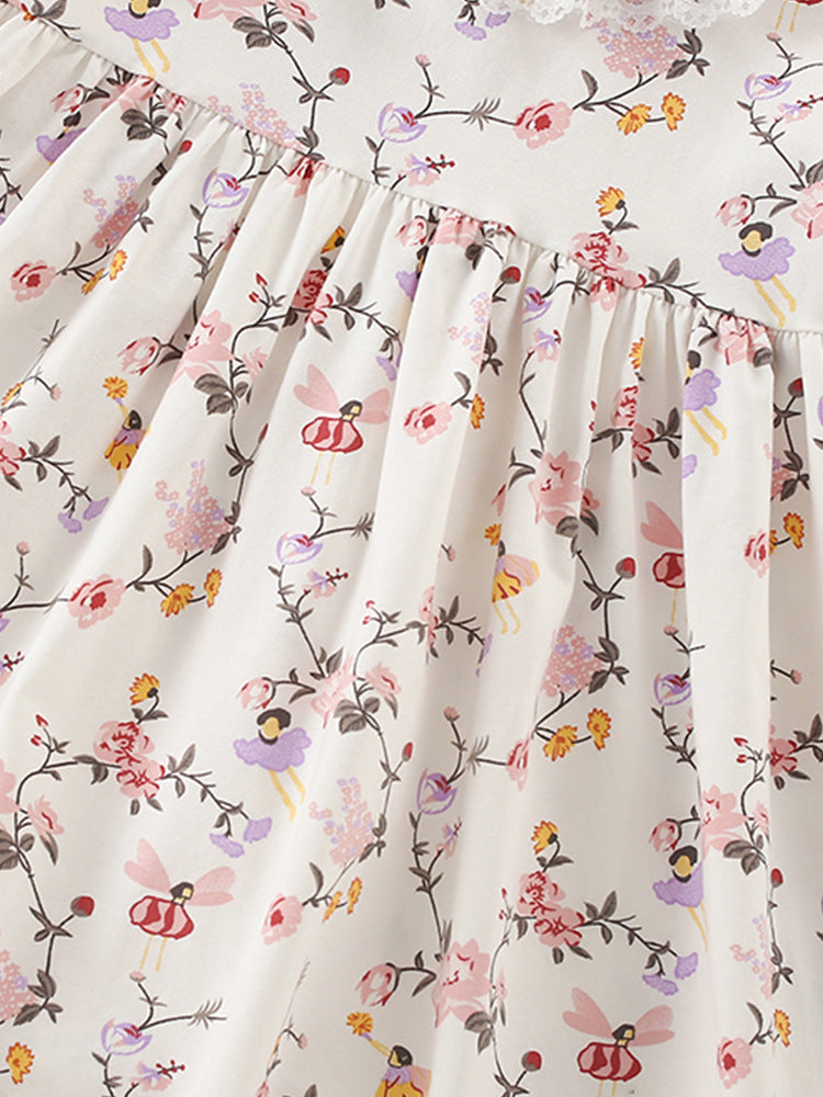 Hot Selling Summer Floral Pattern Short Sleeves Dress for Stylish Girls-2