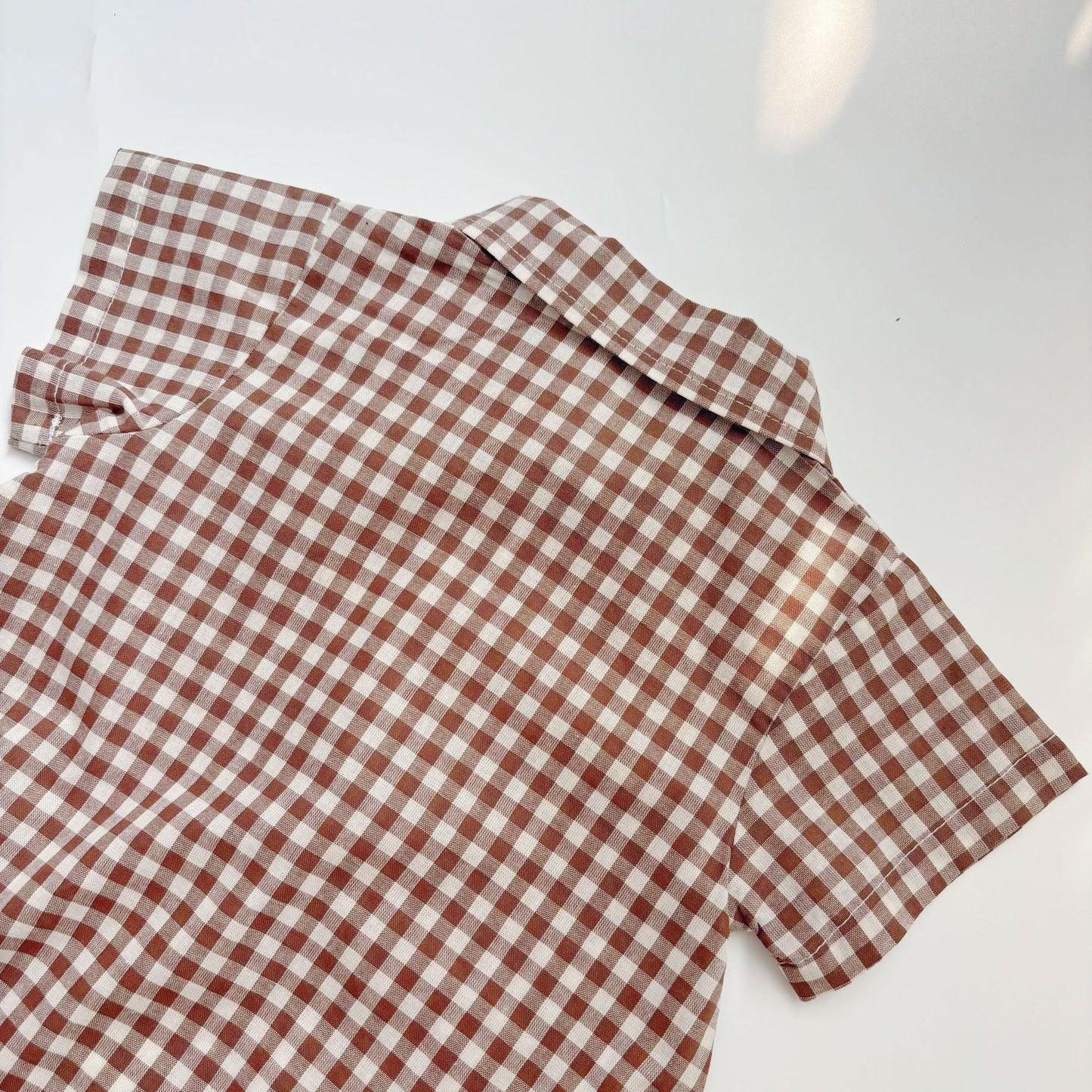 Summer Arrival Baby Boys Casual Plaid Turn-down Collar Short Sleeves Onesies-3