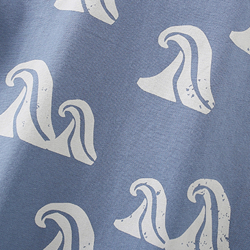 Summer Baby Kids Waves Pattern T-shirt and Shorts Clothing Set for Boys-2