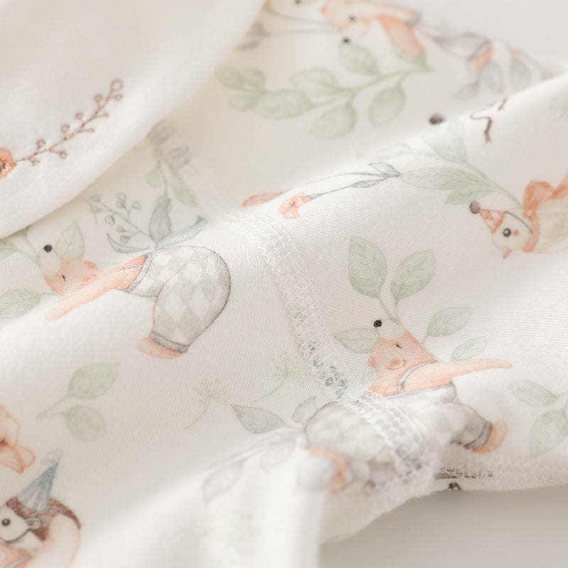 Autumn and Winter New Arrival Baby Girls Animals Cartoon Pattern Long Sleeves Thick Rompers-3