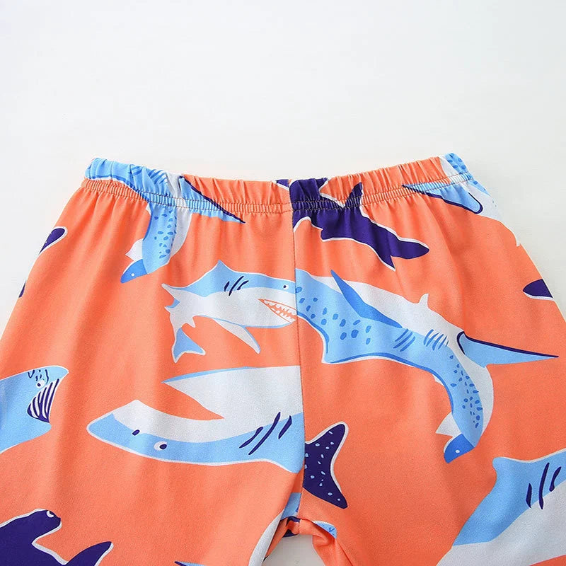 Summer Baby Kids Cartoon Whales Pattern T-shirt and Shorts Casual Clothing Set for Boys-3