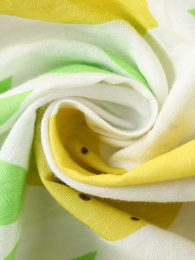 Summer New Arrival Baby Kids Girls Fly Sleeves Lemon Pattern Square Neck Dress-3