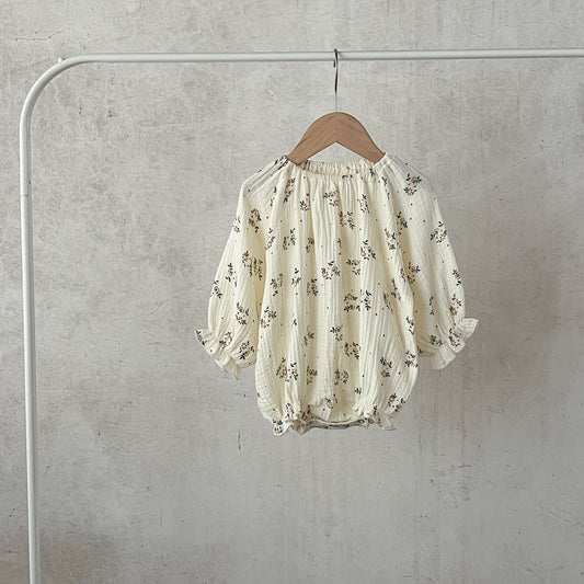 Ditsy Flower Pattern Long Sleeve Onesies-0