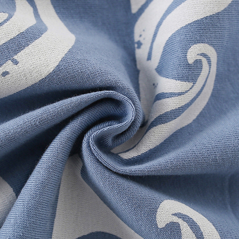 Summer Baby Kids Waves Pattern T-shirt and Shorts Clothing Set for Boys-3