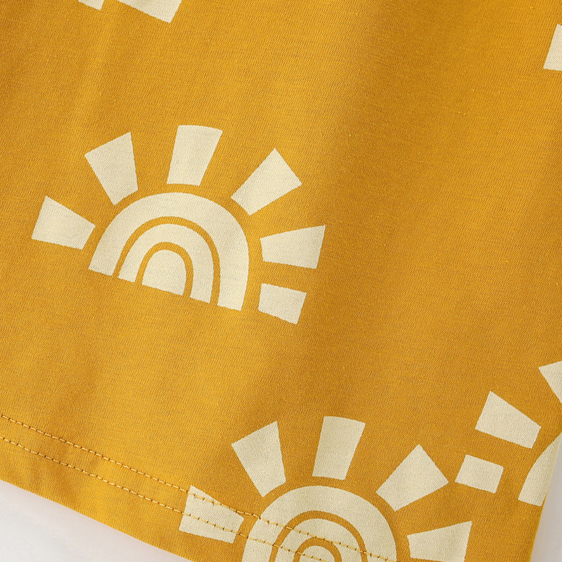 Summer Baby Kids Casual Sunrise Pattern T-shirt and Shorts Clothing Set for Boys-2