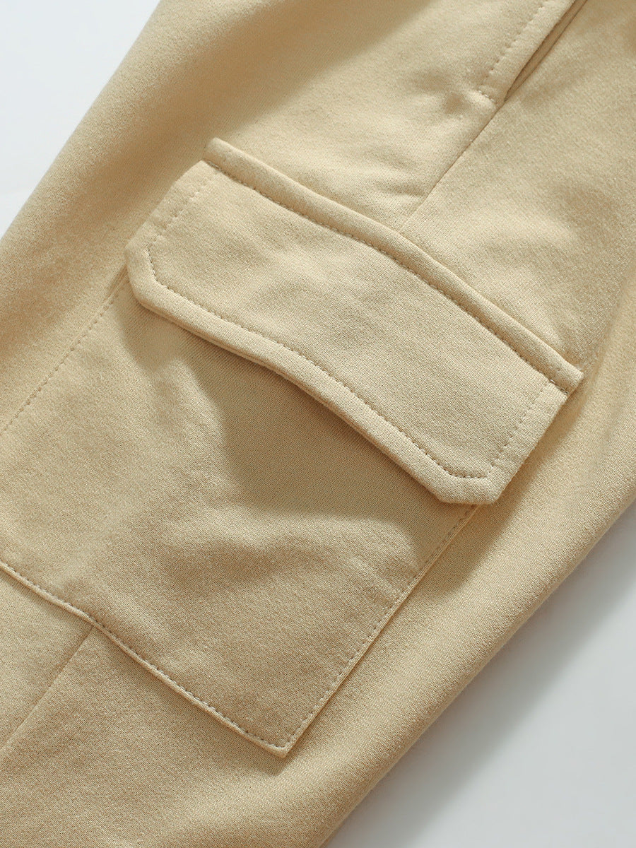 Spring And Autumn Boys Sling Bag Pattern Color Patchwork Long Sleeves Top Sweatshirt And Solid Color Pocketed Pants Clothing Set-3