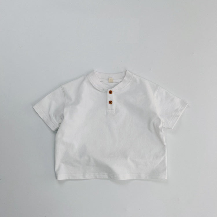 Summer Kids Unisex Minimalist and Versatile Short Sleeves V Neck Children’s Polo Shirt-2