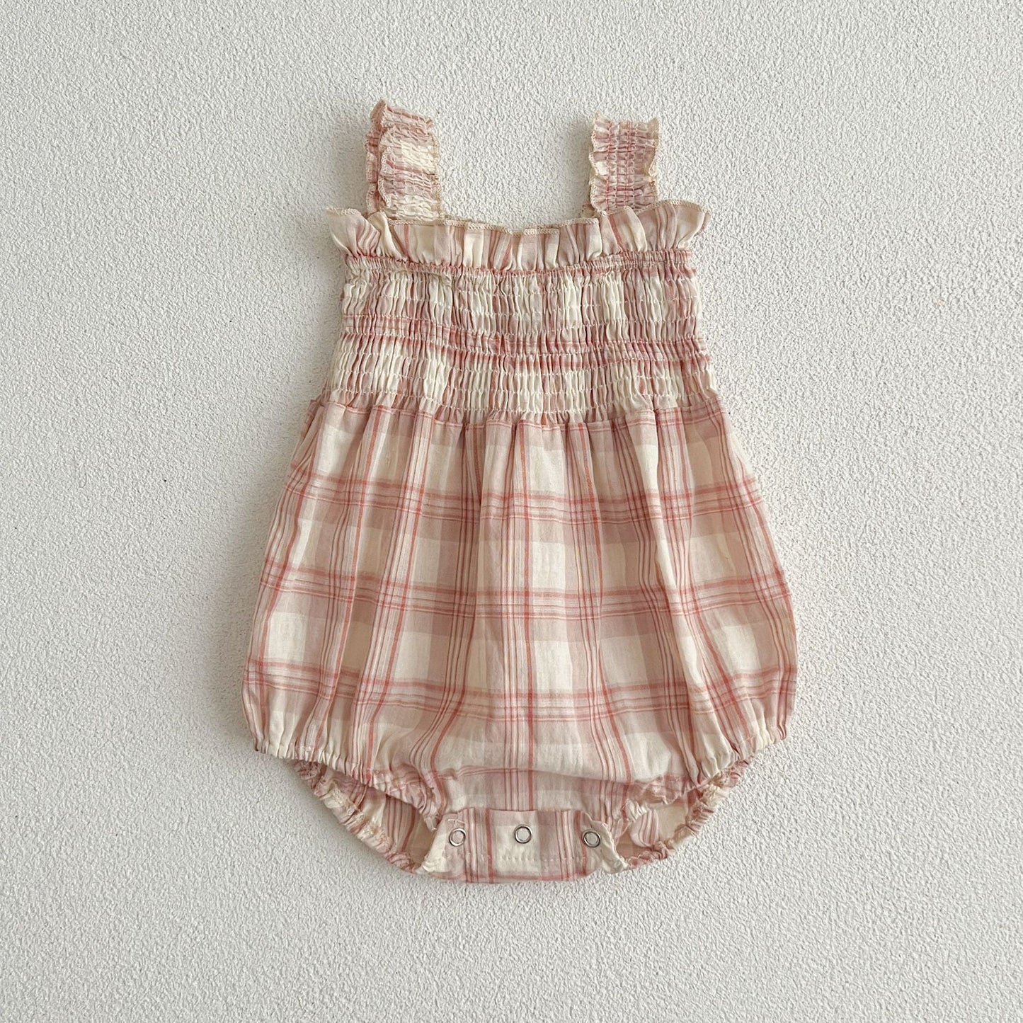 Summer Baby Girls French-style Plaid Sleeveless Onesies and Dress – Princess Sister Matching Set-1