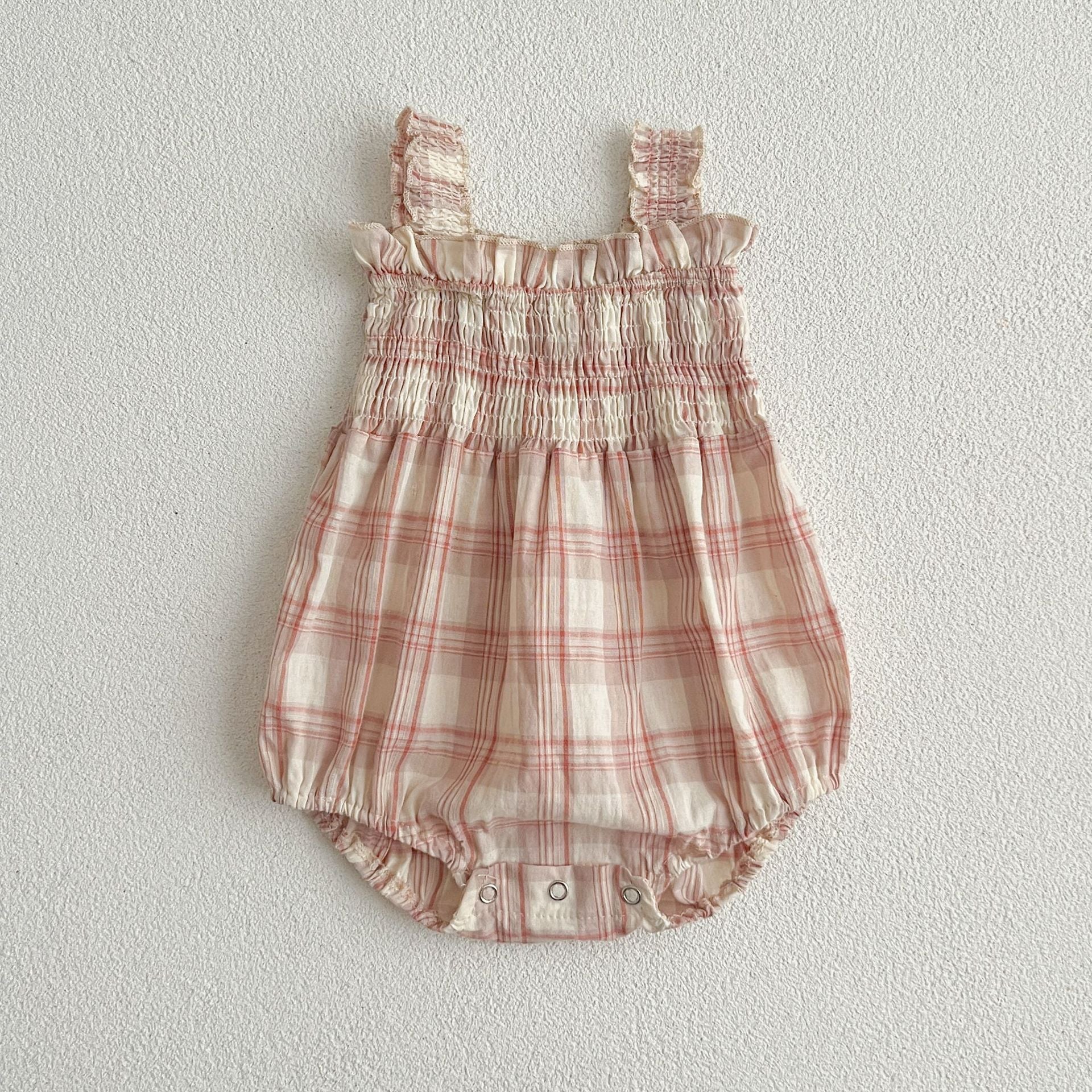 Summer Baby Girls French-style Plaid Sleeveless Onesies and Dress – Princess Sister Matching Set-1