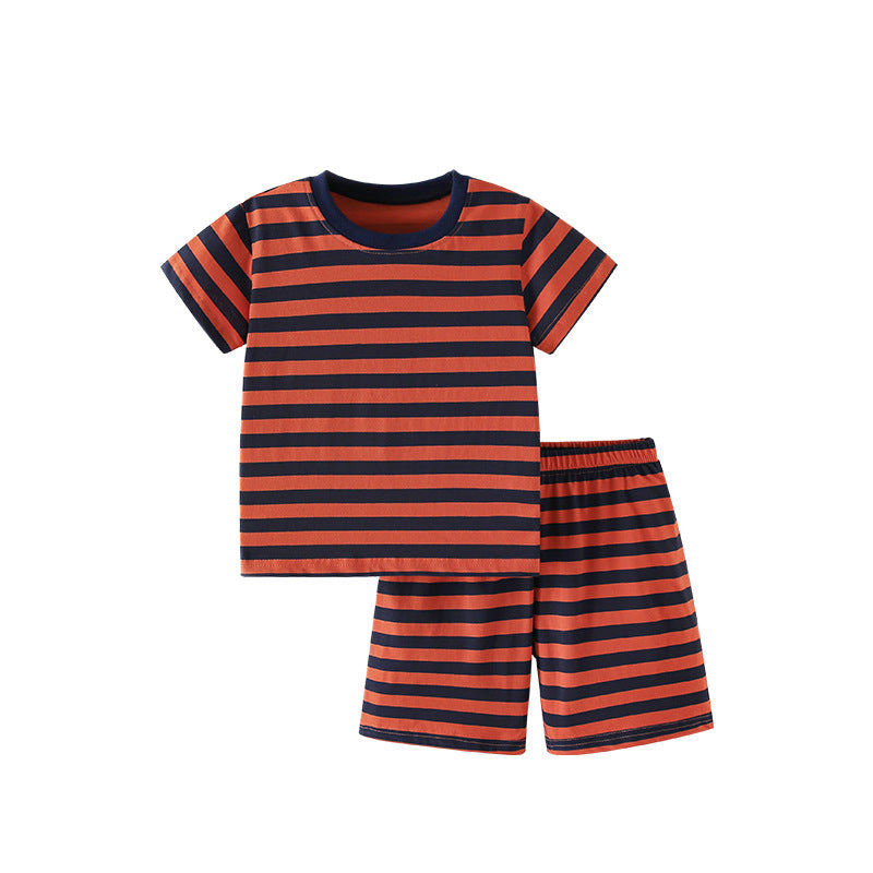 Summer Baby Kids Striped Pattern T-shirt and Shorts Clothing Set for Boys-0