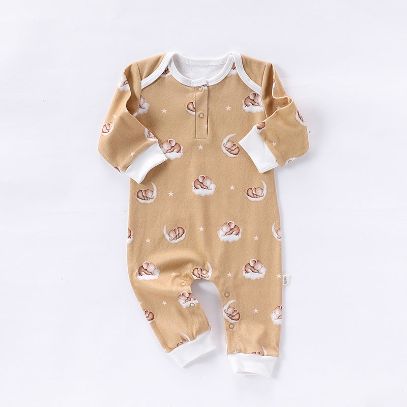 Autumn and Spring New Arrival Baby Unisex Simple Animals Pattern Long Sleeves Rompers-3