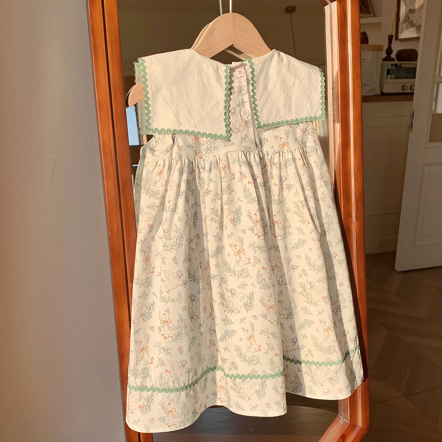 Summer Baby Kids Girls French Sleeveless Floral Pattern Printed Dress-1