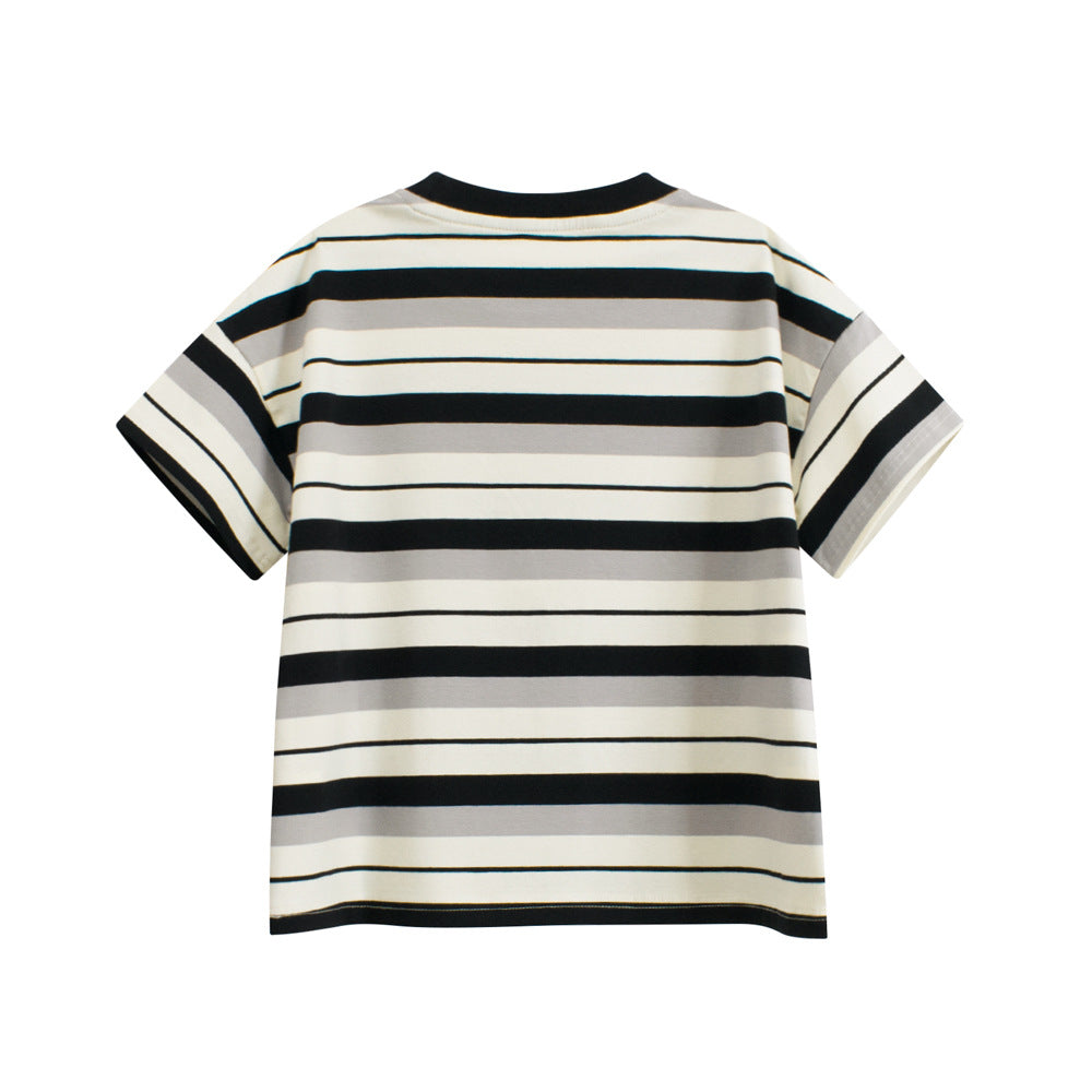 Summer Arrival Kids’ Striped Pattern T-shirt in European and American Style-1