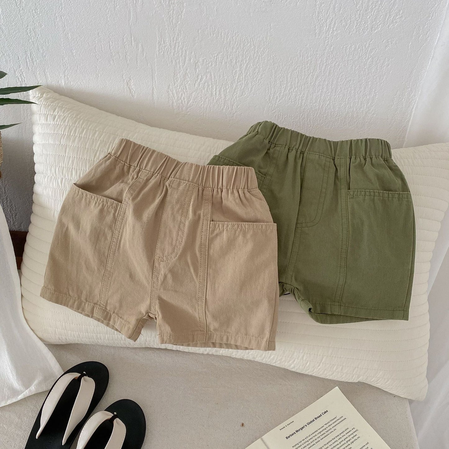 Summer Arrival Boys Versatile Casual Solid Color Utility Shorts-0