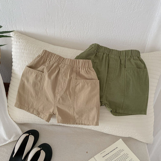Summer Arrival Boys Versatile Casual Solid Color Utility Shorts-0
