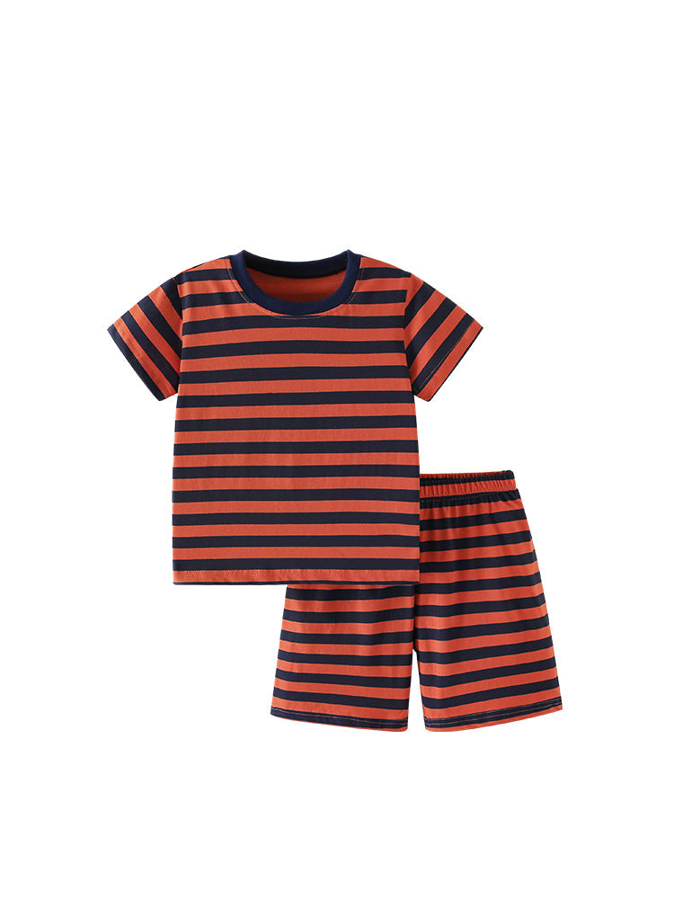 Summer Baby Kids Striped Pattern T-shirt and Shorts Clothing Set for Boys-4