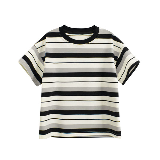 Summer Arrival Kids’ Striped Pattern T-shirt in European and American Style-0