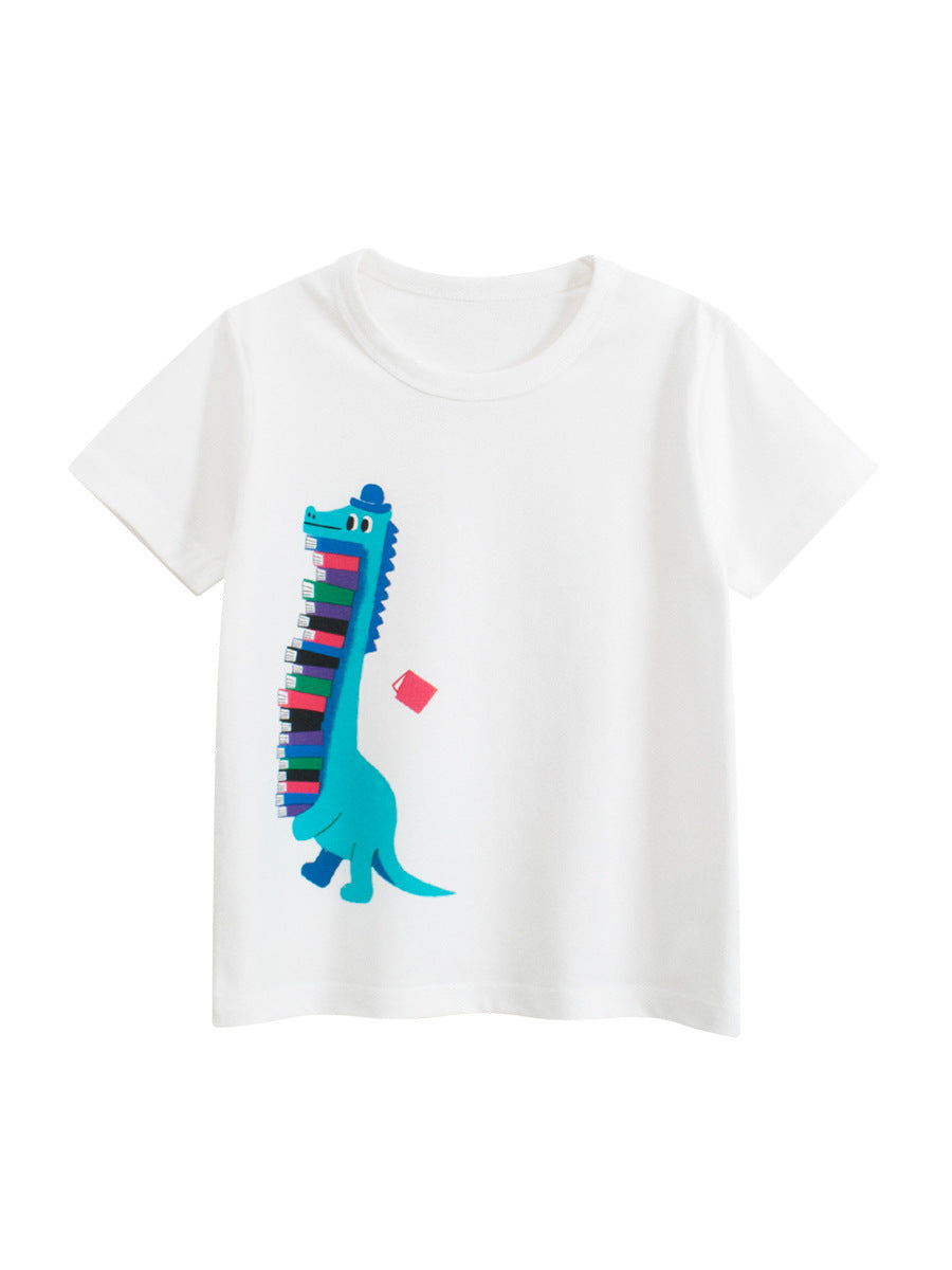 Summer Boys’ Cartoon Animals Pattern T-shirt in European and American Style-0