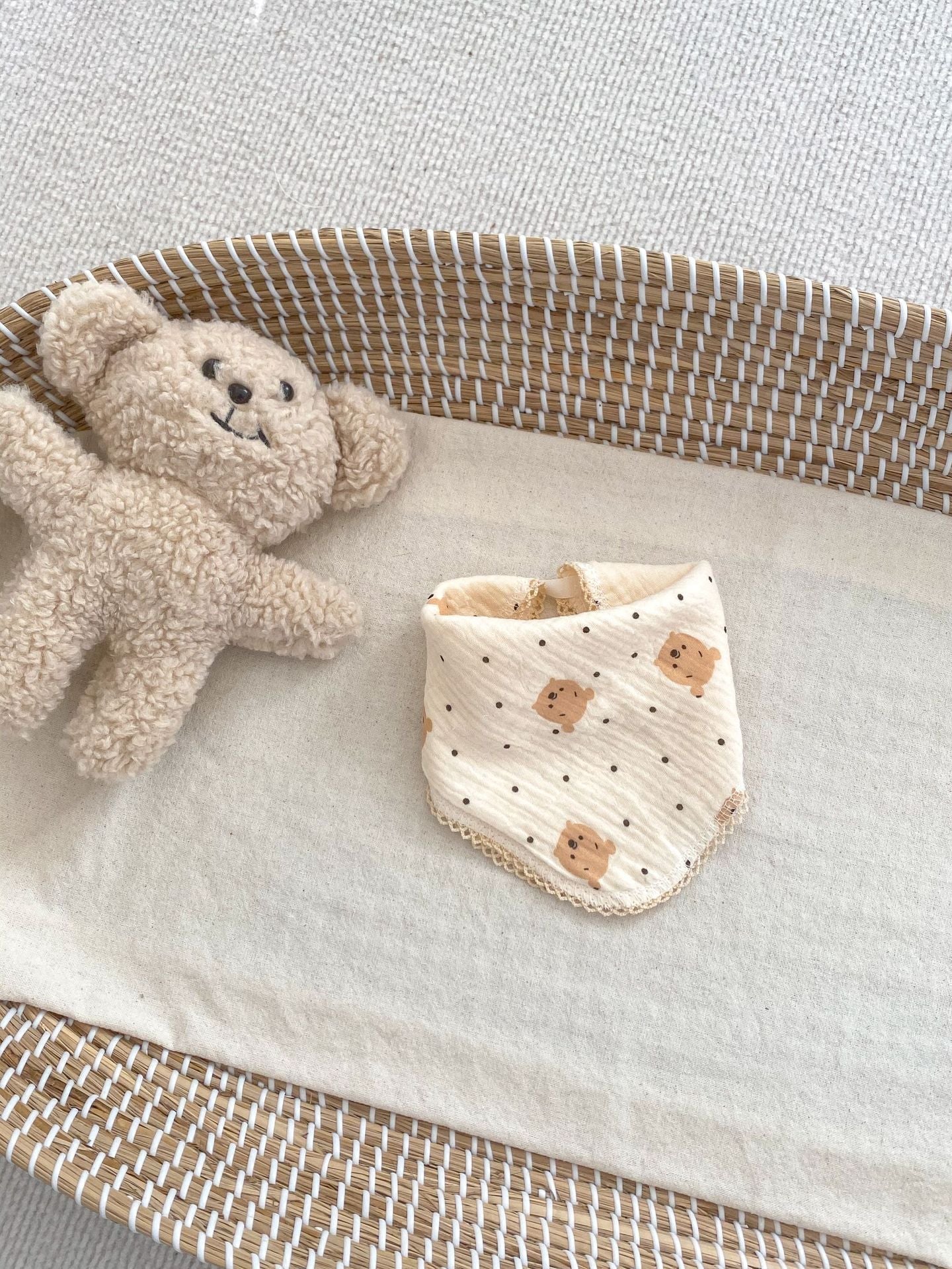 Adorable Cartoon Cotton Muslin Cloth Snap-On Triangle Bib-5