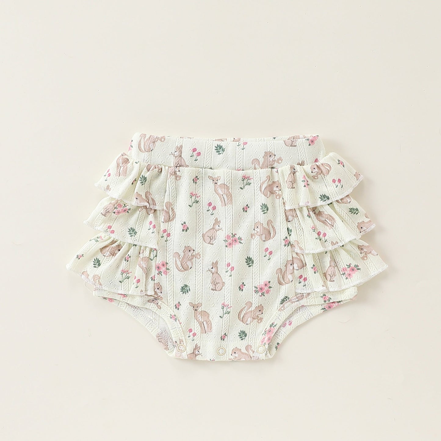 Summer Arrival Baby Girls Sleeveless Animals and Flowers Pattern Onesies, Bloomers-5