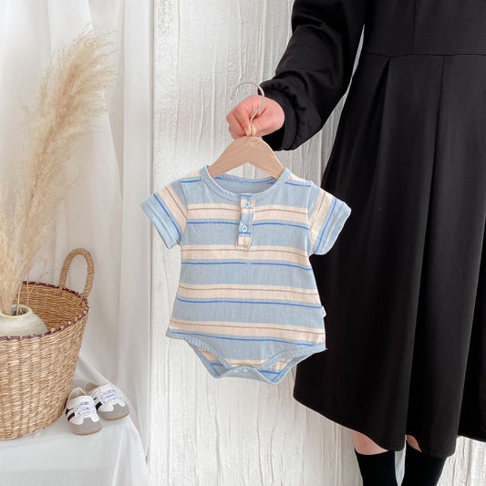 Summer Arrival Baby Boys Striped Short Sleeves Onesies-0