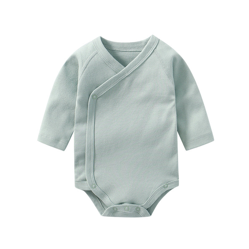 Baby Multi Color Bias Placket With Slanting Button Long Sleeve Onesies-9